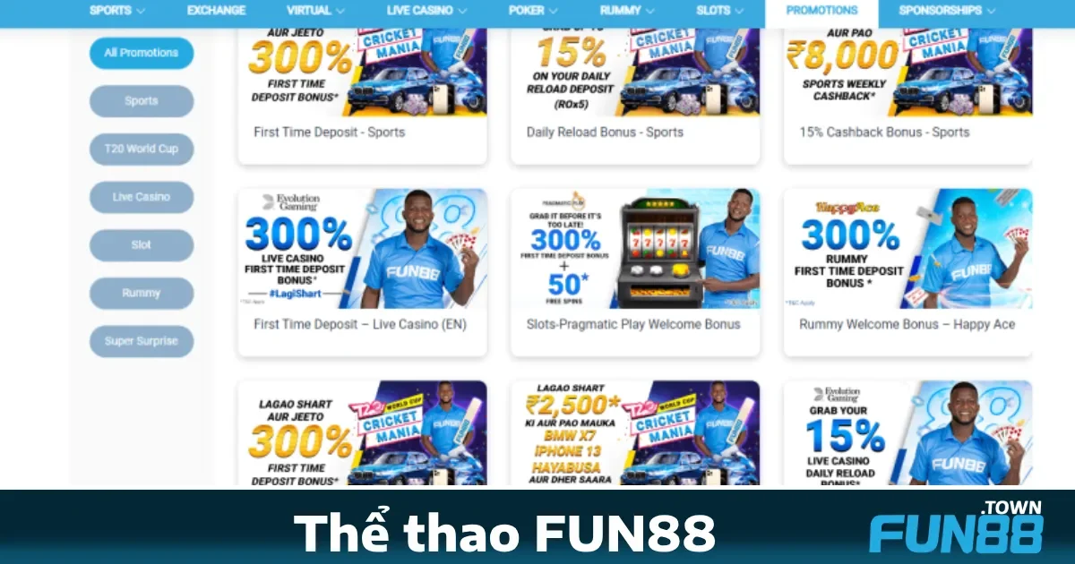 Ưu đãi đặc biệt khi tham gia Thể thao Fun88